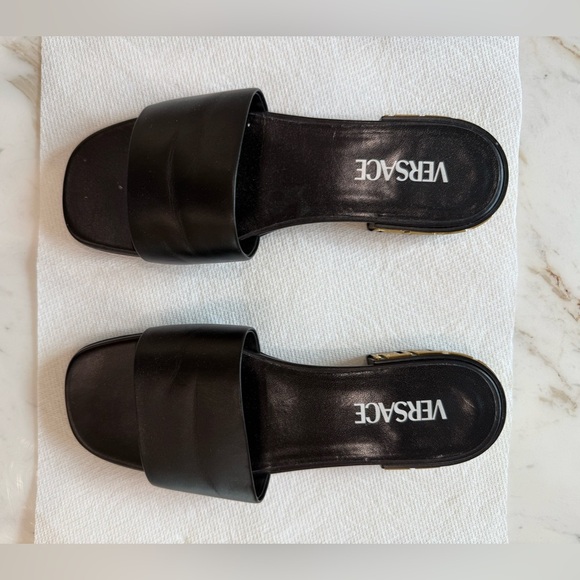 Versace Elegant Black Slide Sandals - Picture 1 of 3